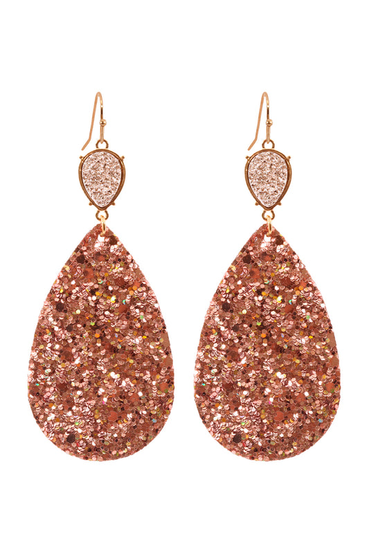 Druzy Teardrop Glitter Earrings