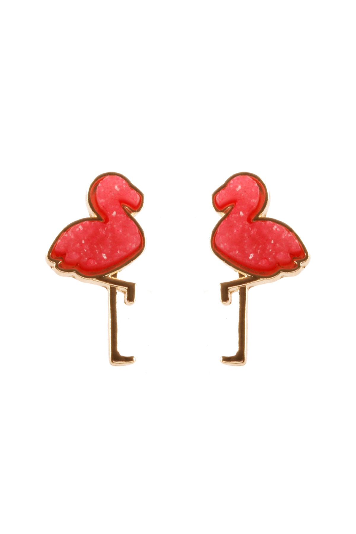 Metal Druzy Flamingo Post Earrings