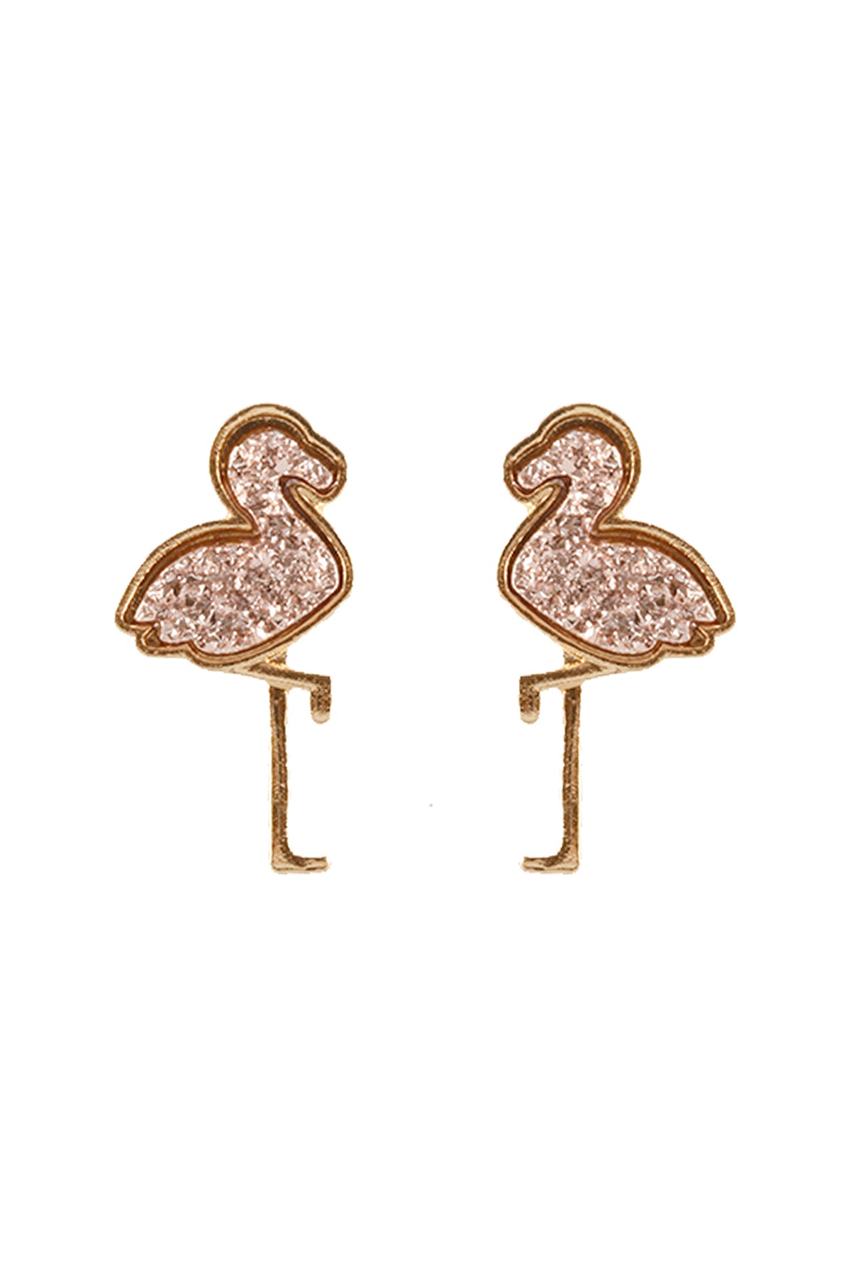 Metal Druzy Flamingo Post Earrings