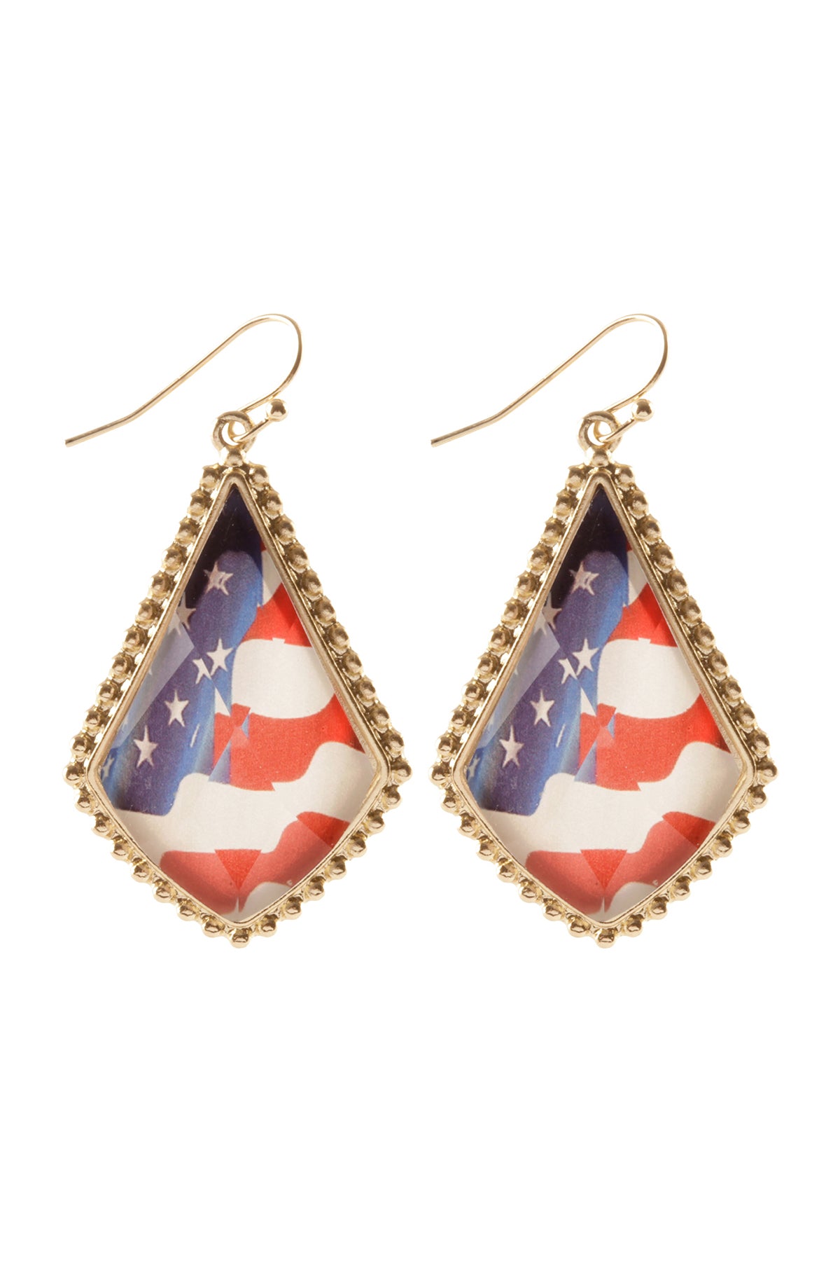 Kite Shape Epoxy Metal Patriot Earring USA
