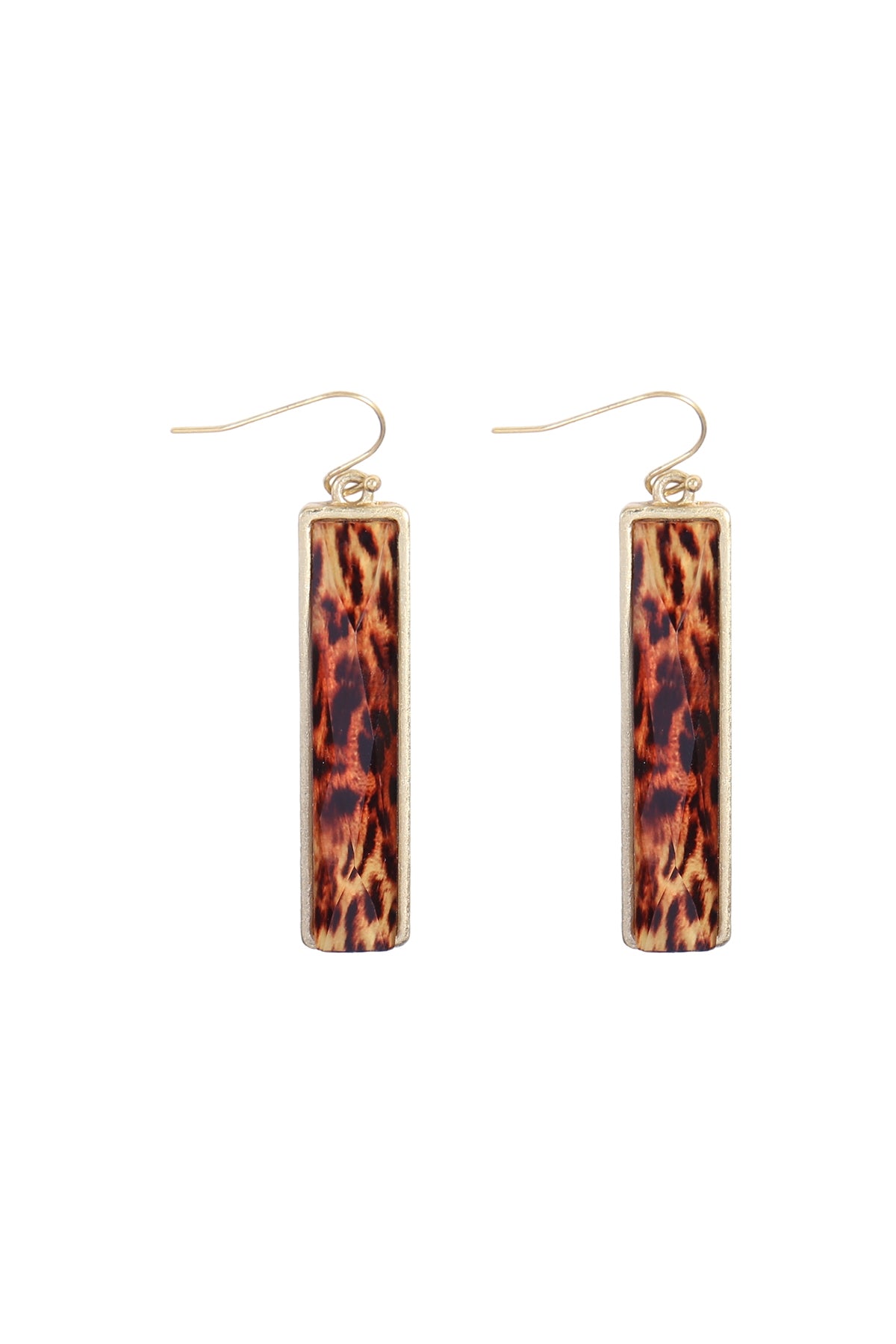 Epoxy Leopard Print Bar Drop Earrings
