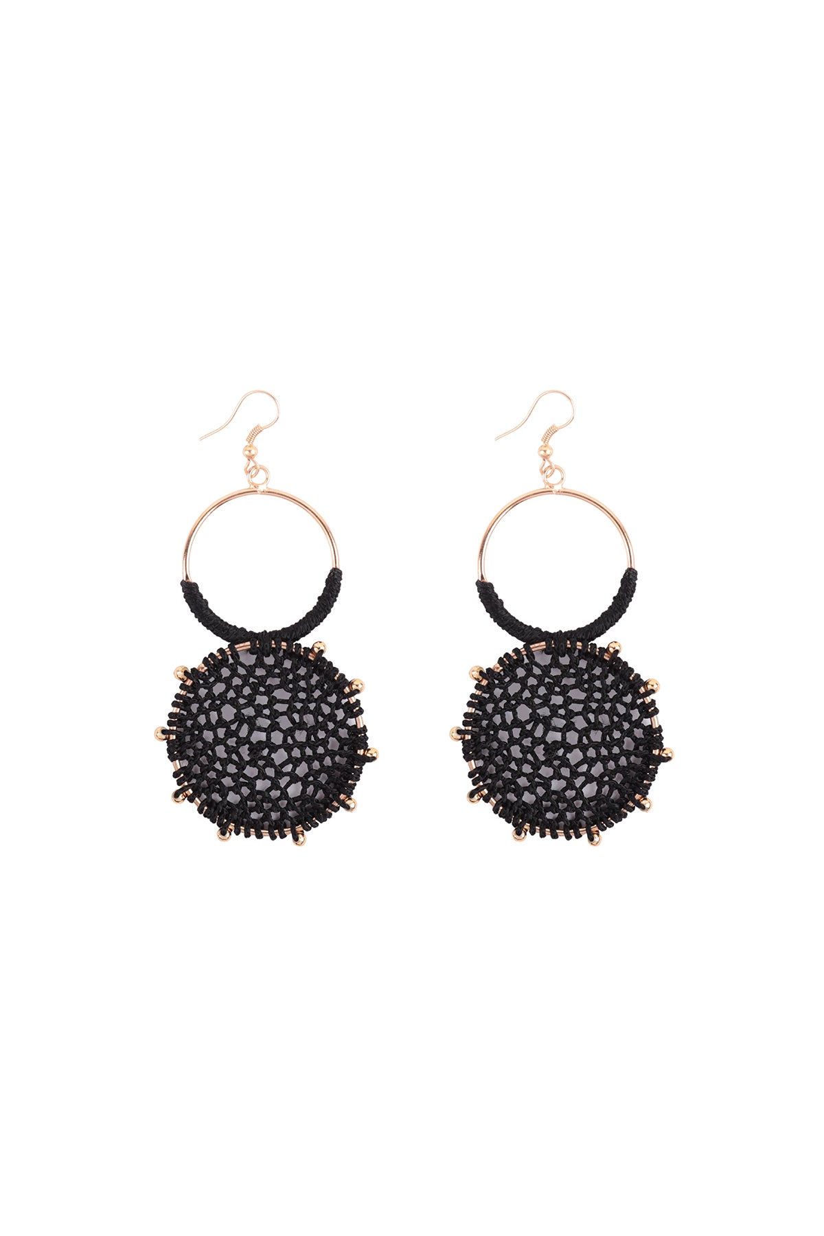 Rattan Knitted Round Link Dangle Earring