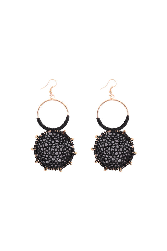 Rattan Knitted Round Link Dangle Earring
