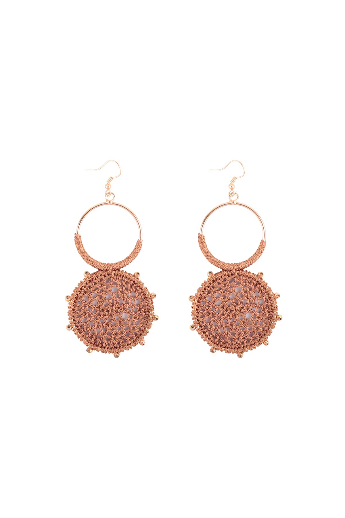 Rattan Knitted Round Link Dangle Earring