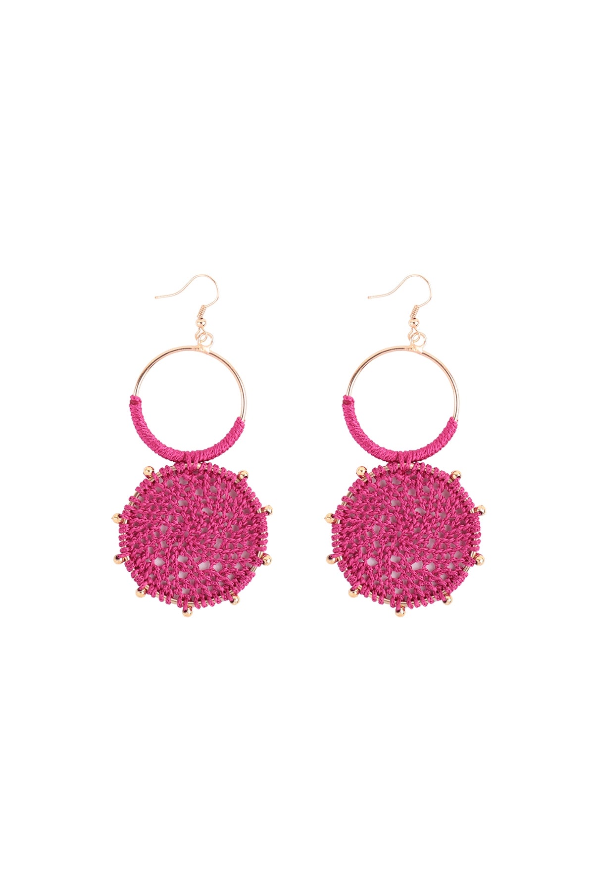 Rattan Knitted Round Link Dangle Earring