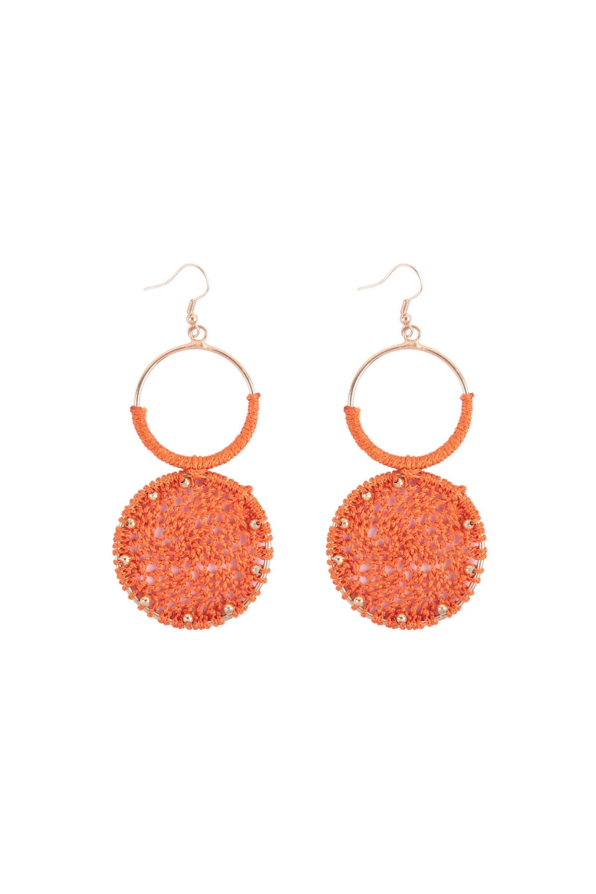 Rattan Knitted Round Link Dangle Earring