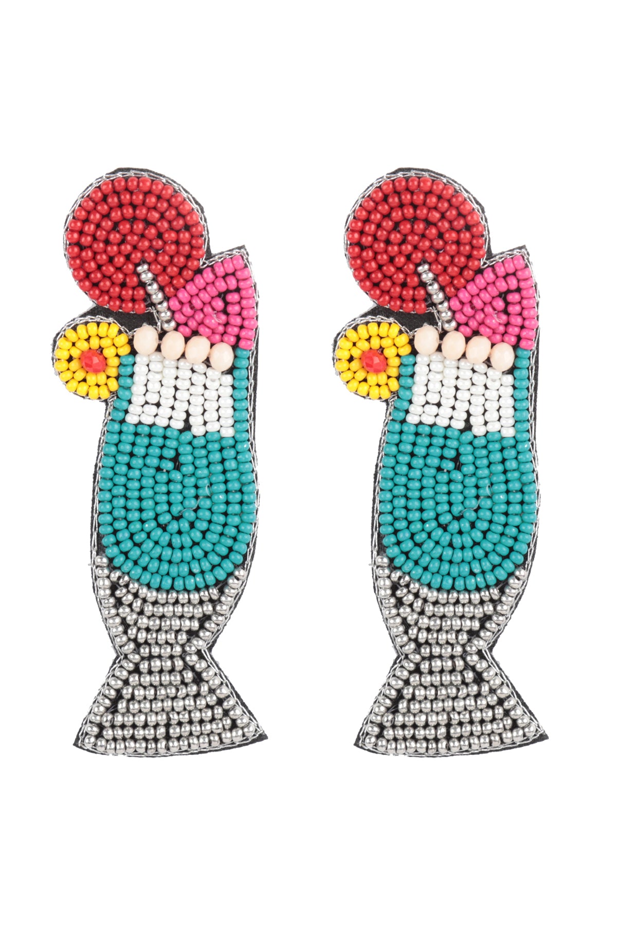 Cocktail Seed Bead Drop Earrings Gold Multicolor
