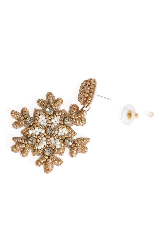 Christmas Snowflake Seed Bead Drop Earrings
