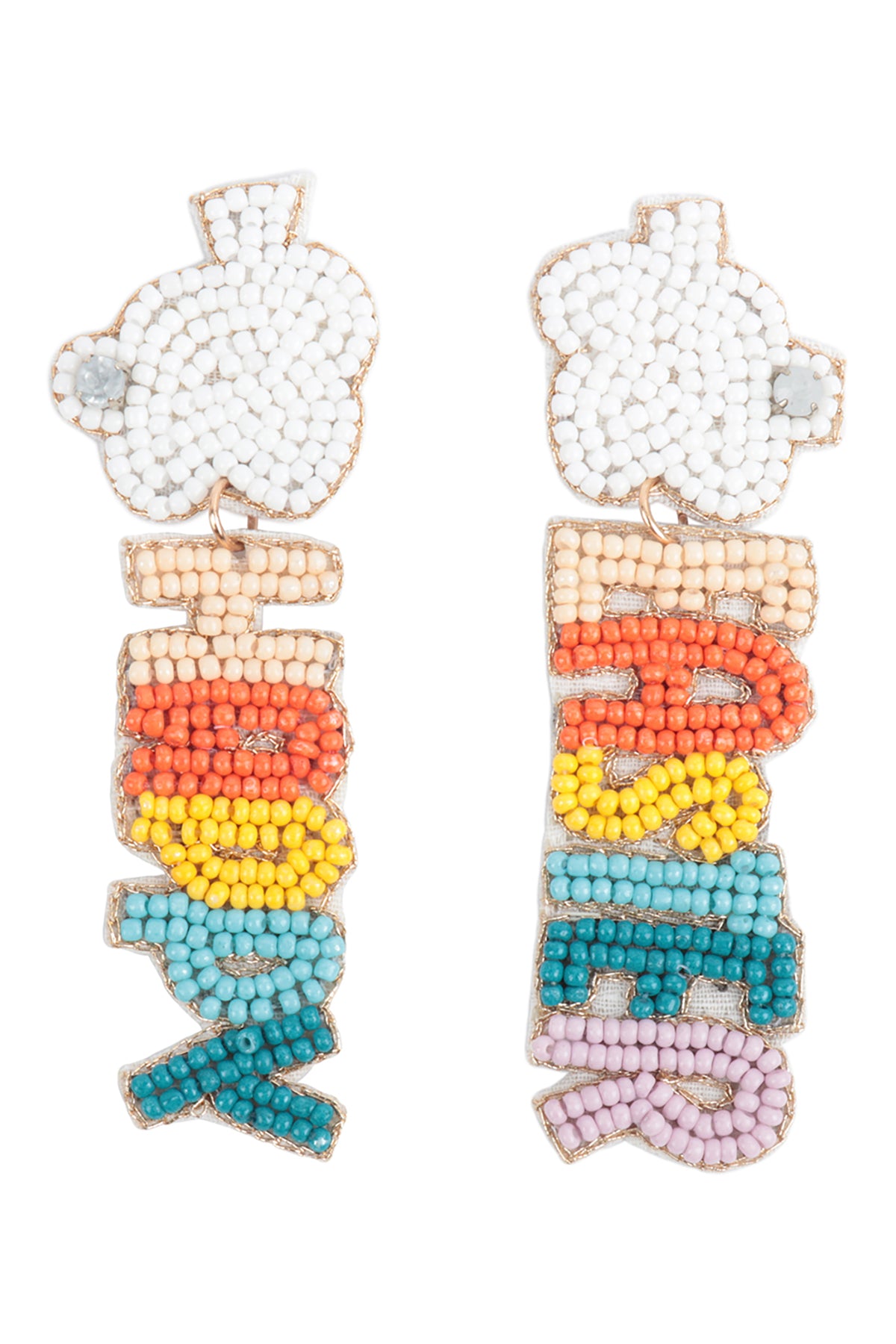 Happy Easter Seed Bead Drop Earrings Multicolor