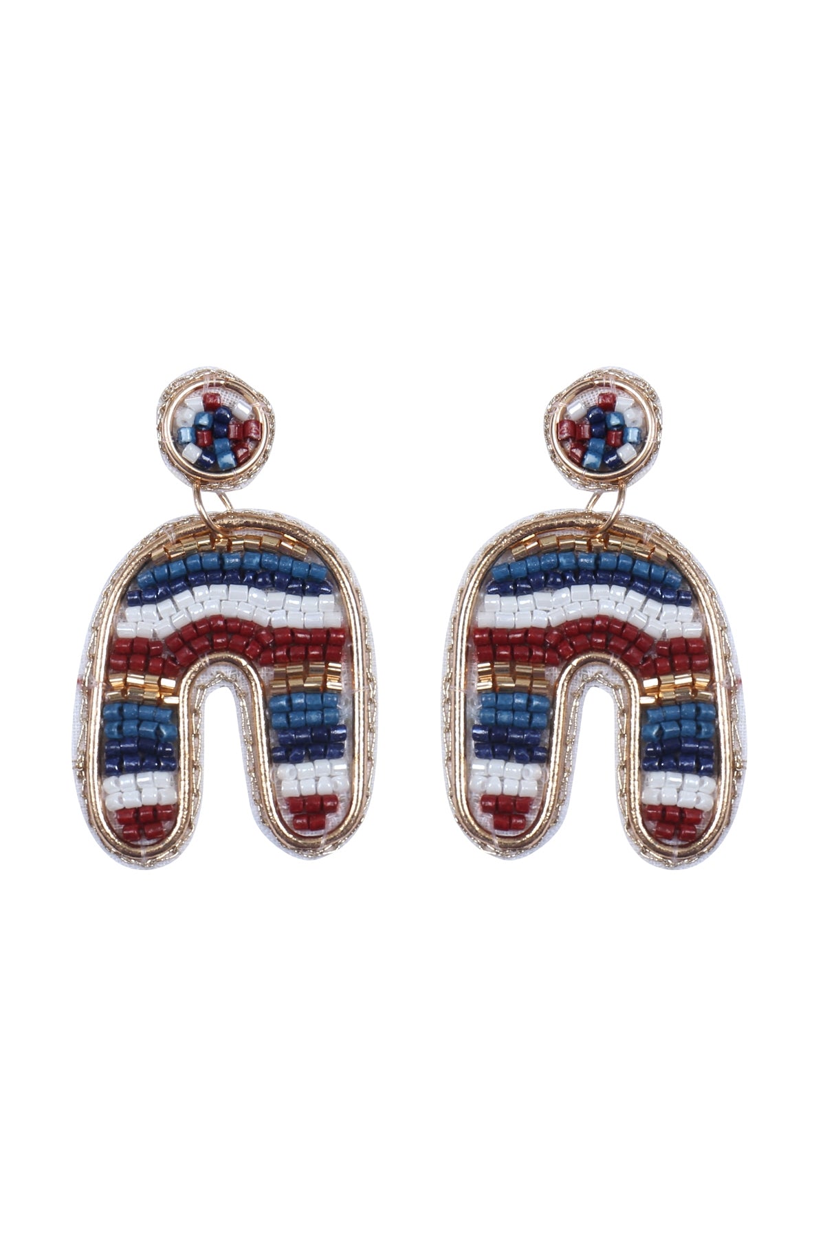 Color Block U Arch Shape Seed Bead Earrings