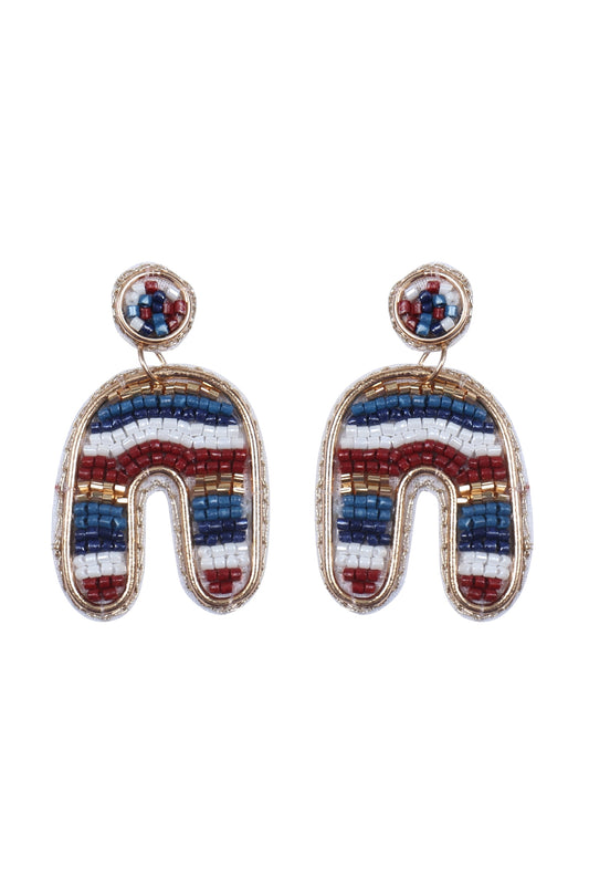 Color Block U Arch Shape Seed Bead Earrings