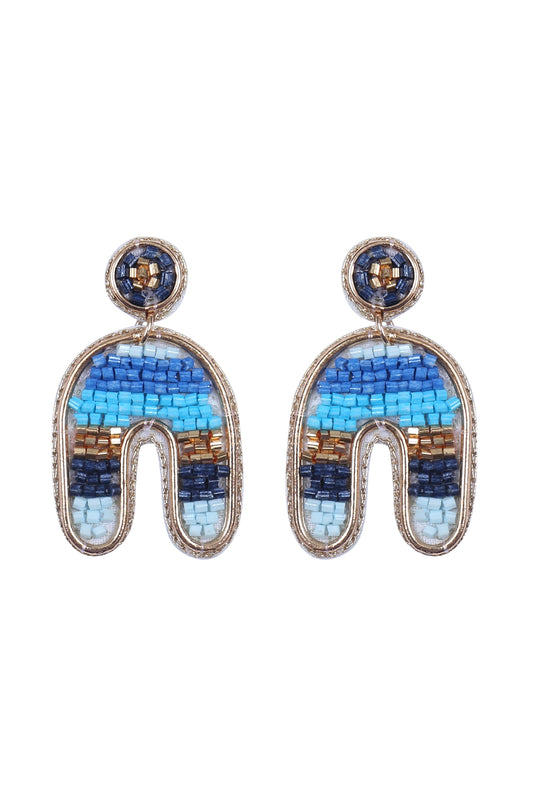 Color Block U Arch Shape Seed Bead Earrings