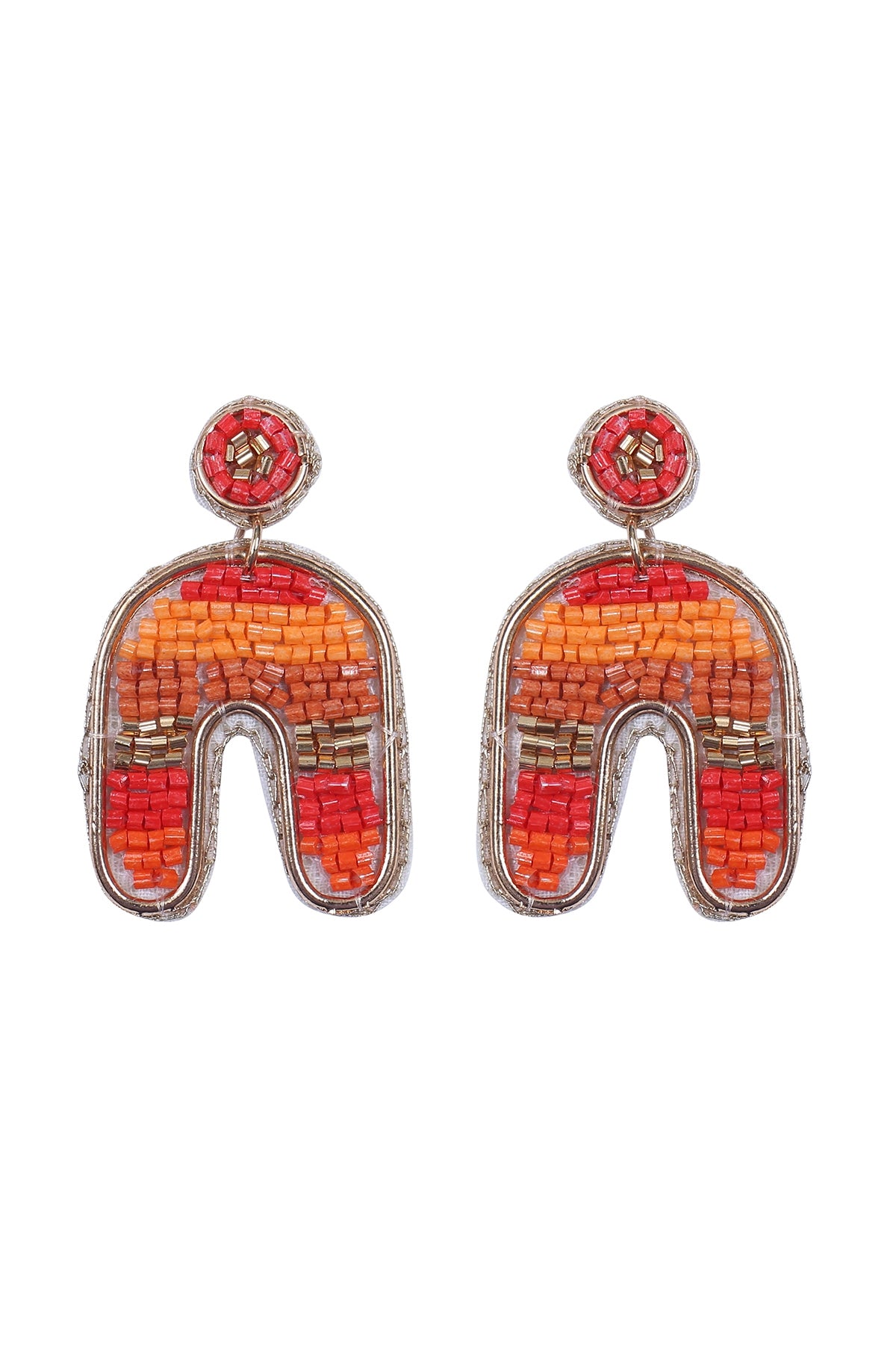 Color Block U Arch Shape Seed Bead Earrings