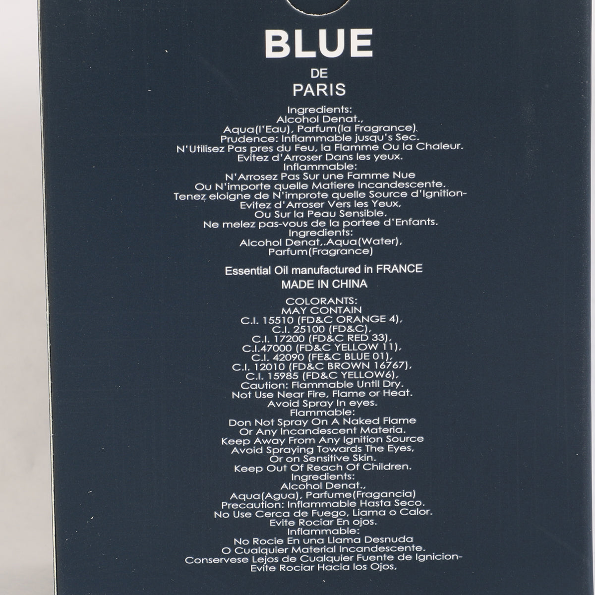 Blue De Paris Spray Perfume Eau De Parfum For Men  - 100ML/3.4FL.OZ.