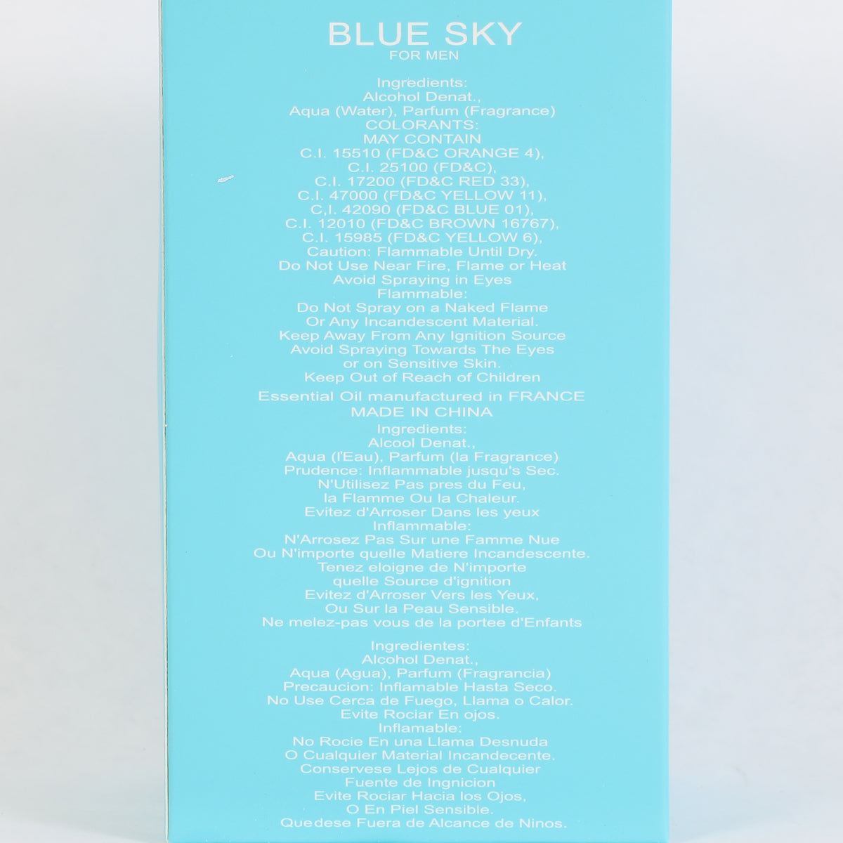 Blue Sky Spray Perfume Eau De Parfum For Men - 100ML/3.4 FL.OZ.