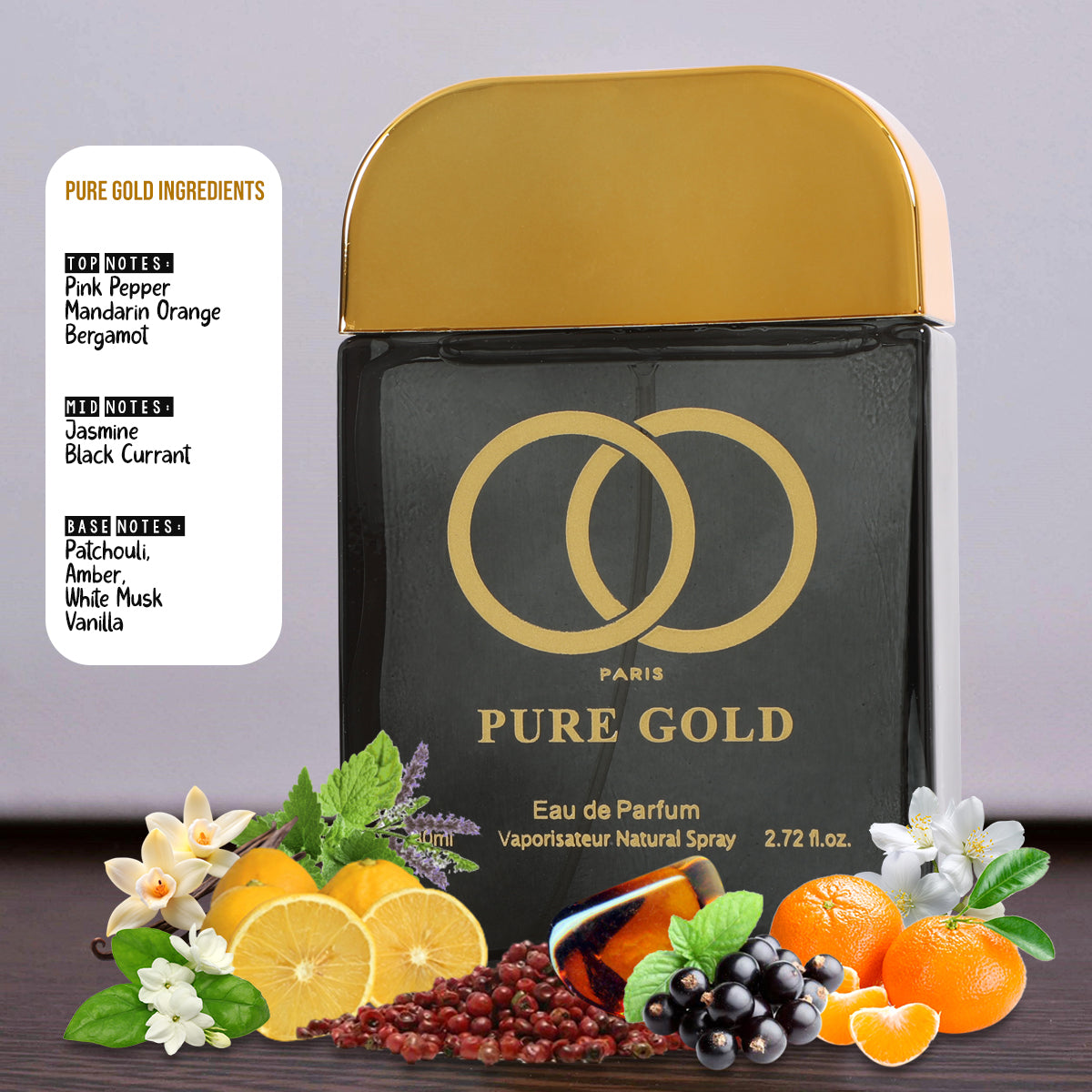 Paris Pure Gold Spray Perfume Eau De Parfum For Women - 80ML/2.72 FL.OZ