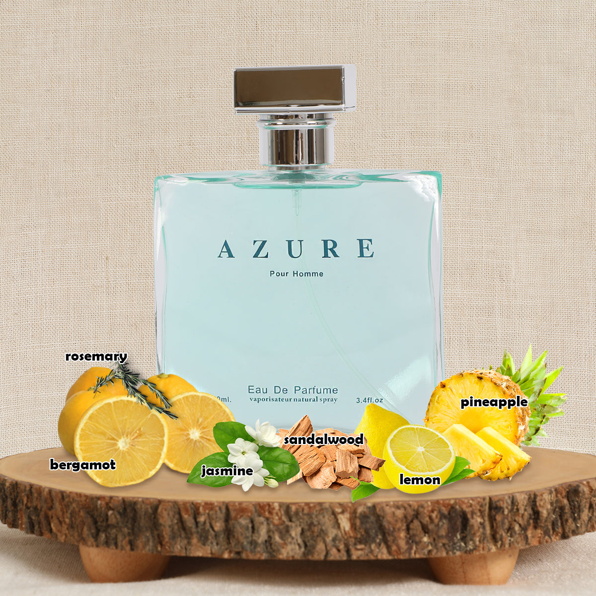 Azure Pour Homme Spray Cologne Eau De Parfum For Men - 100ML/3.4 FL.OZ.