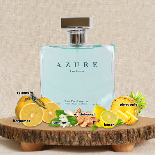 Azure Pour Homme Spray Cologne Eau De Parfum For Men - 100ML/3.4 FL.OZ.