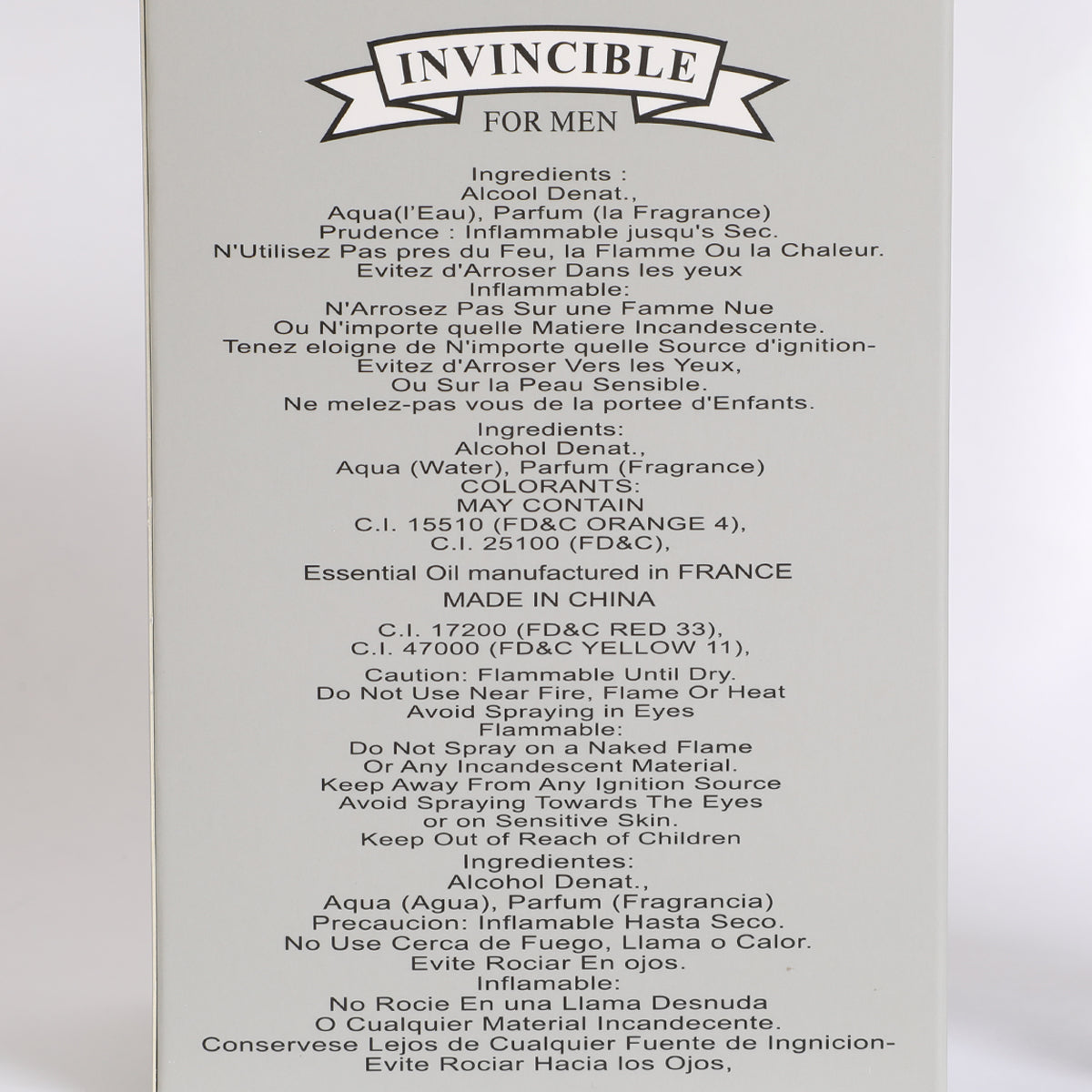 Invincible Spray Cologne Eau De Parfum For Men - 100ML/3.4 FL.OZ.