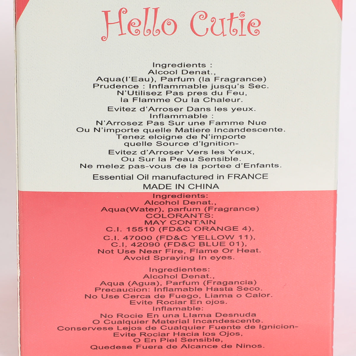 Hello Cutie Spray Perfume Eau De Parfum For Women - 100ML/3.4 FL.OZ