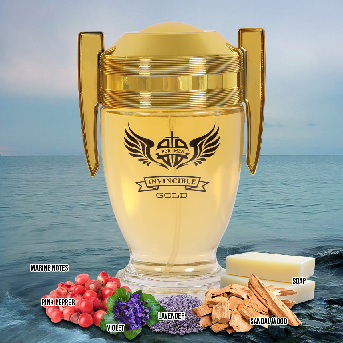 Invincible Gold Spray Cologne Eau De Parfum For Men - 100ML/3.4 FL.OZ.