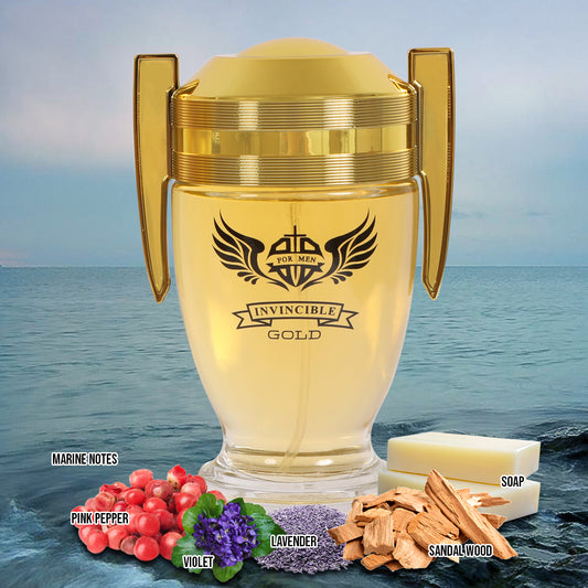 Invincible Gold Spray Cologne Eau De Parfum For Men - 100ML/3.4 FL.OZ.