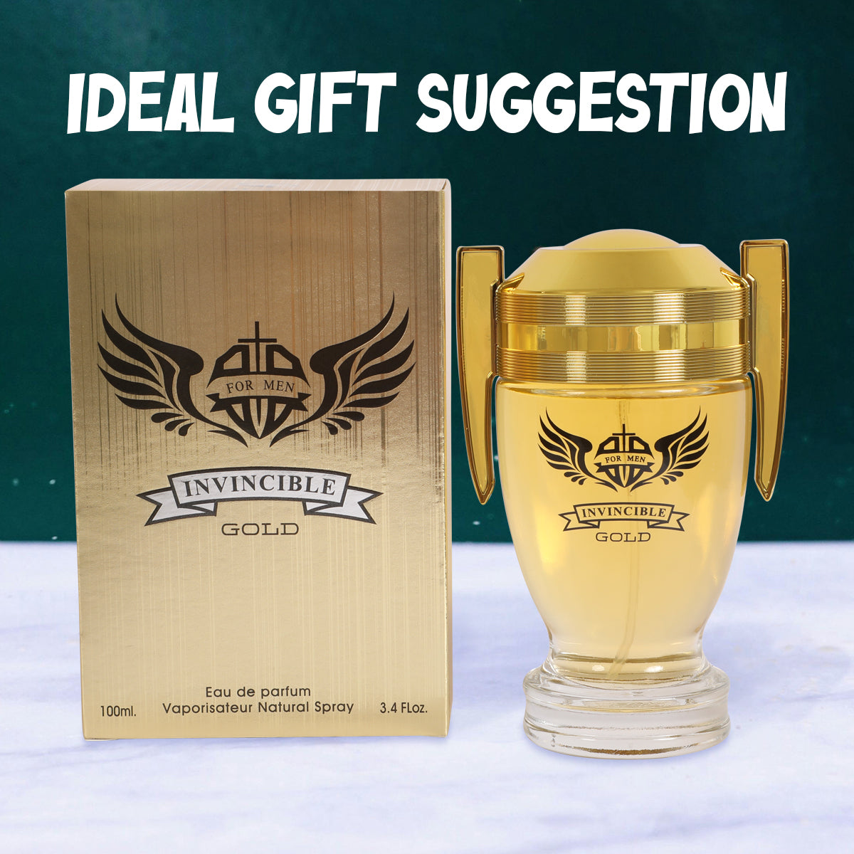 Invincible Gold Spray Cologne Eau De Parfum For Men - 100ML/3.4 FL.OZ.