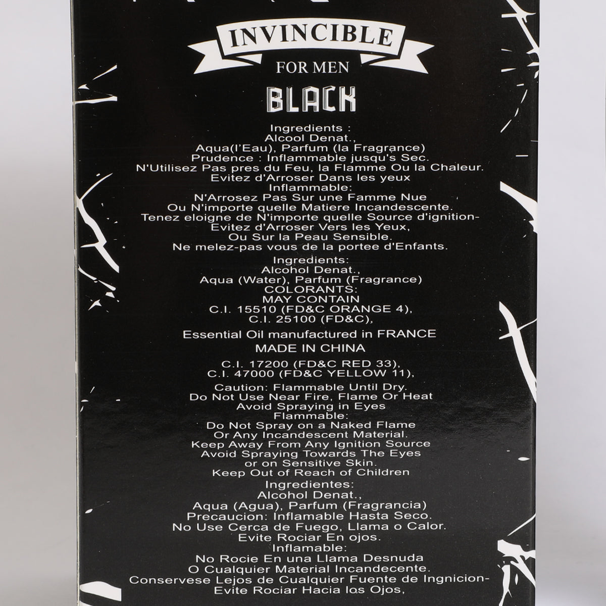 invincible Black Spray Cologne Eau De Parfum For Men - 100ML/3.4 FL.OZ.