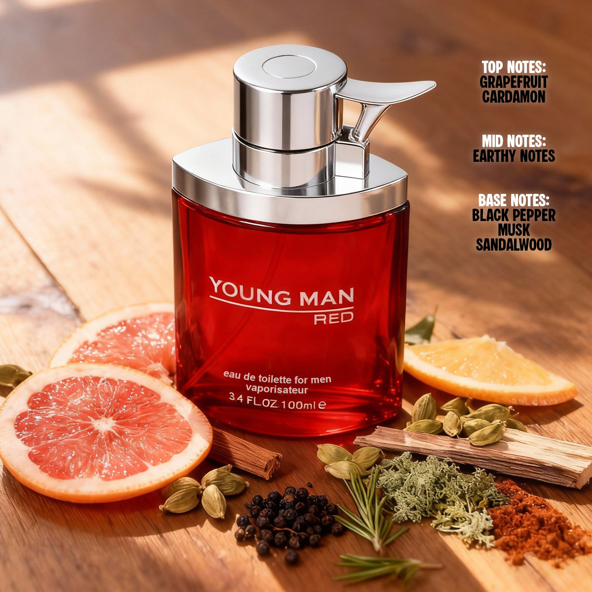 Young Man Red Spray Perfume Eau De Parfum For Men - 100ML/3.4FL.OZ.