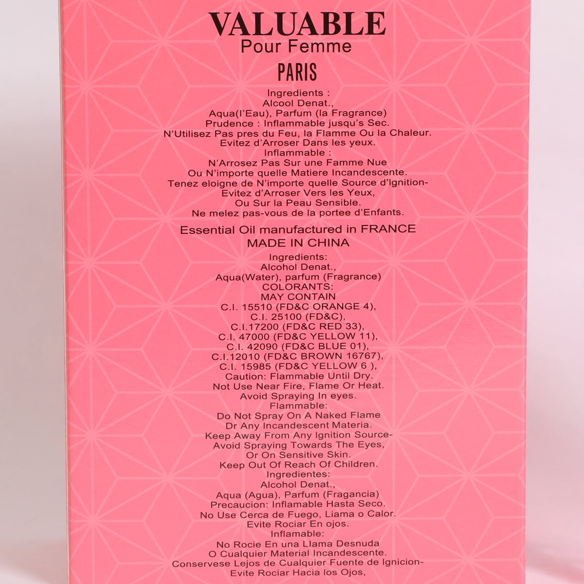 Valuable Pour Femme Paris Spray Perfume Eau De Parfum For Women - 100ML/3.4 FL.OZ.