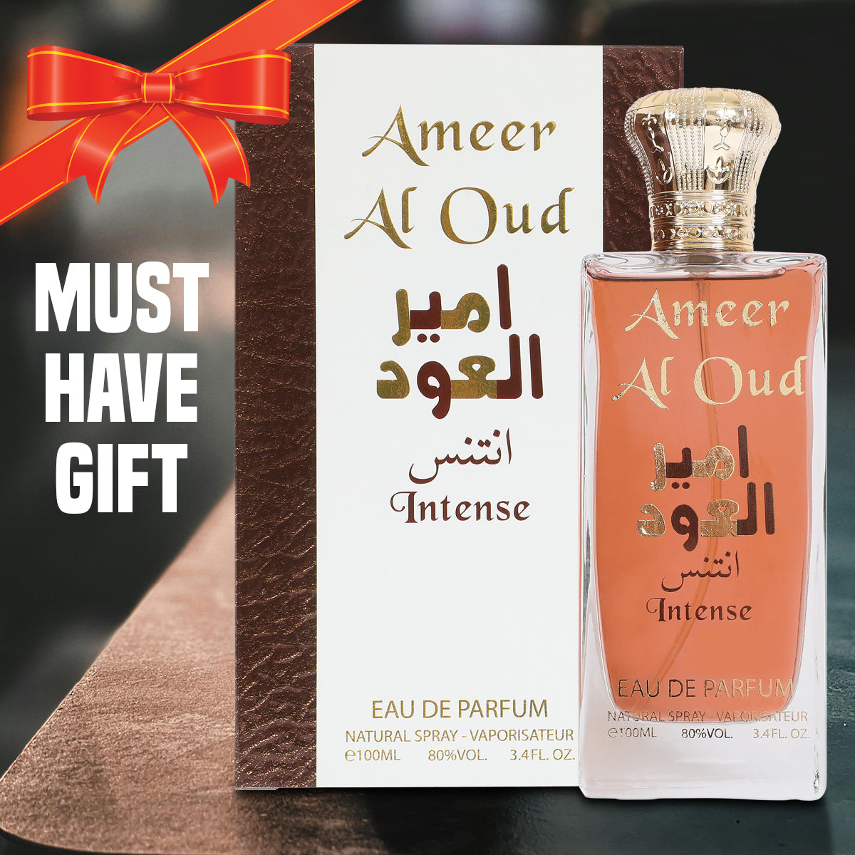 Ameer Al Oud Intense Spray Cologne Eau De Parfum For Men - 100ML/3.4 FL.OZ.
