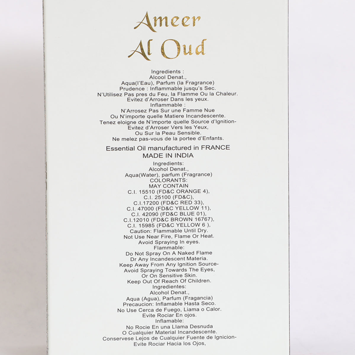 Ameer Al Oud Intense Spray Cologne Eau De Parfum For Men - 100ML/3.4 FL.OZ.