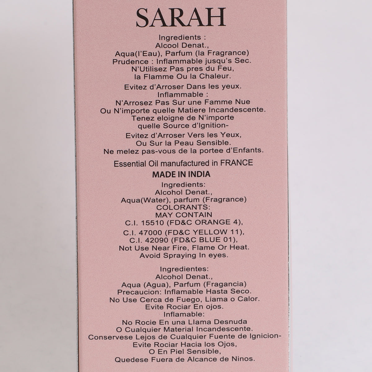 Sarah Spray Perfume Eau De Parfum For Women - 100ML/3.4 FL.OZ.
