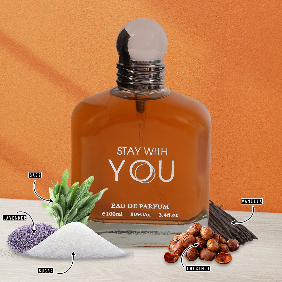 Stay With You Spray Perfume Eau De Parfum For Men - 100ML/3.4 FL.OZ.