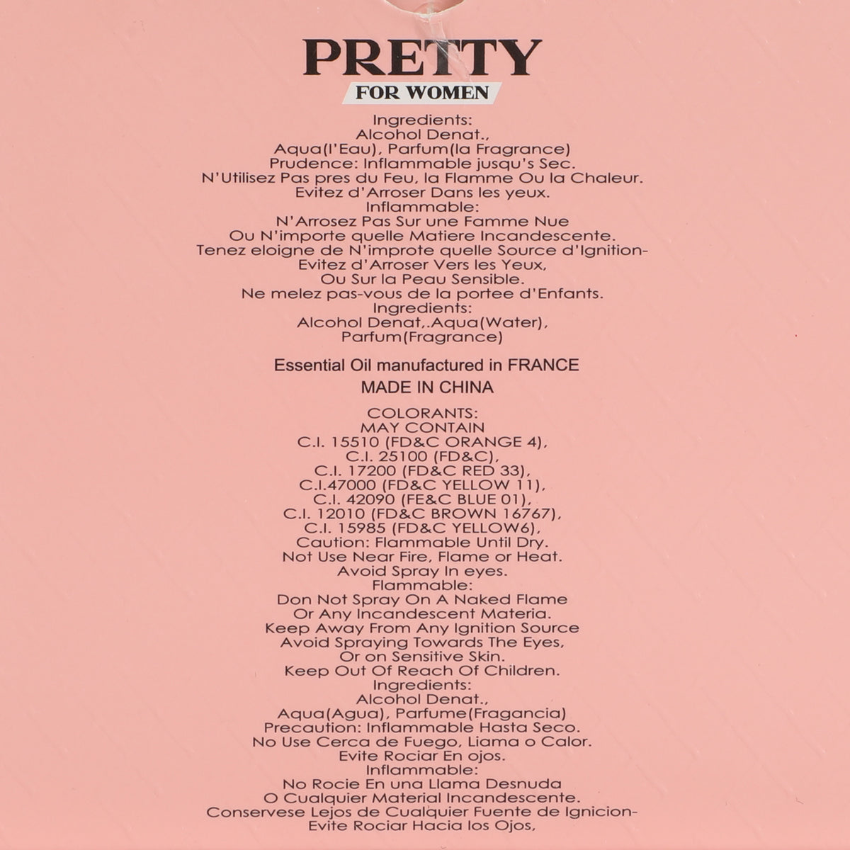 Pretty Spray Perfume Eau De Parfum For Women - 100ML/3.4 FL.OZ