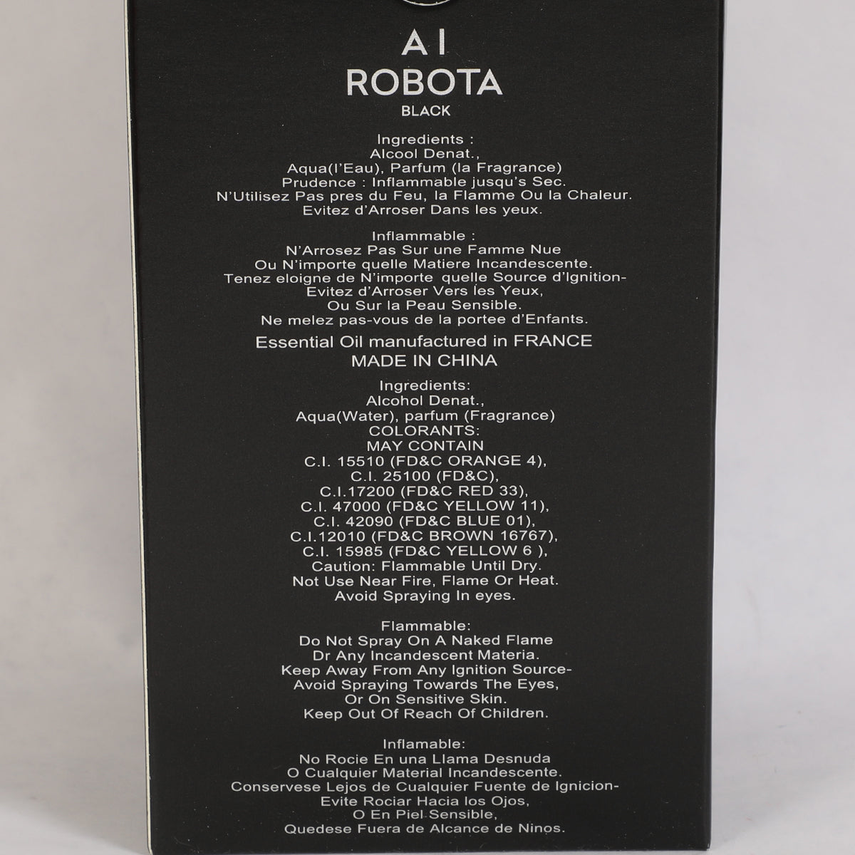 AI Robota Black Spray Perfume Eau De Parfum For Men - 100ML/3.4FL.OZ.