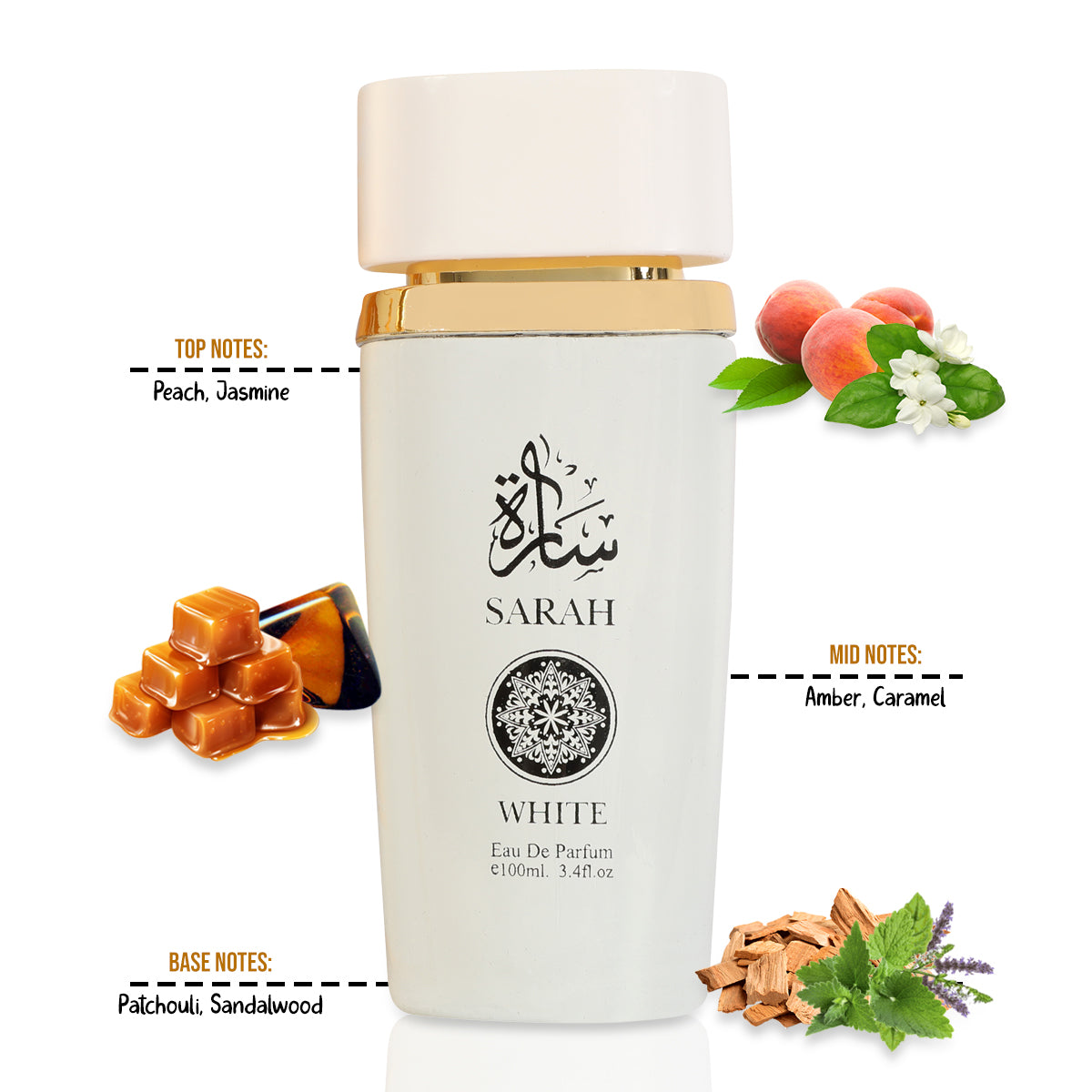 Sarah White Spray Perfume Eau De Parfum For Women - 100ML/3.4 FL.OZ.