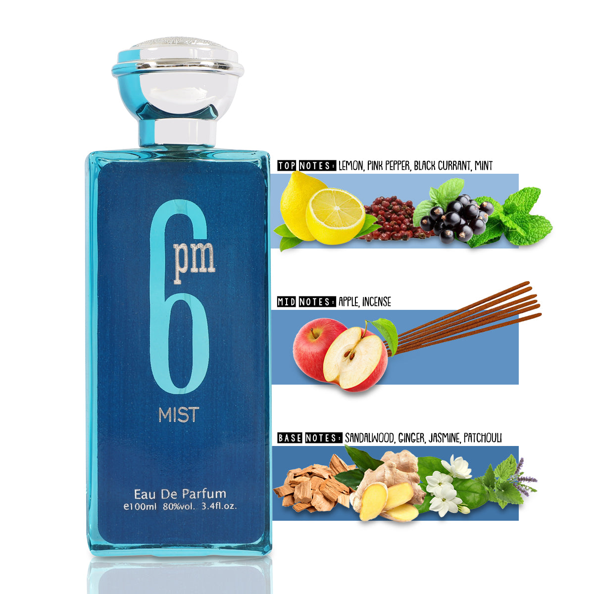 6 PM Mist Spray Perfume Eau De Parfum For Men - 100ML/3.4 FL.OZ.
