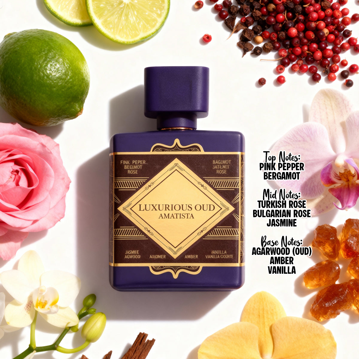 Luxurious Oud Amatista Spray Perfume Eau De Parfum For Women - 100ML/3.4FL.OZ.