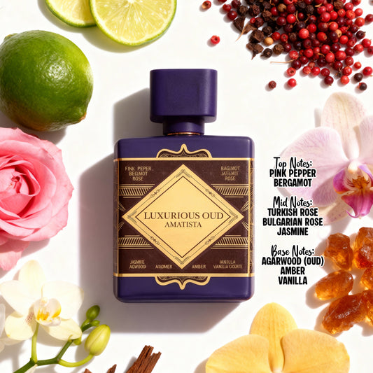 Luxurious Oud Amatista Spray Perfume Eau De Parfum For Women - 100ML/3.4FL.OZ.
