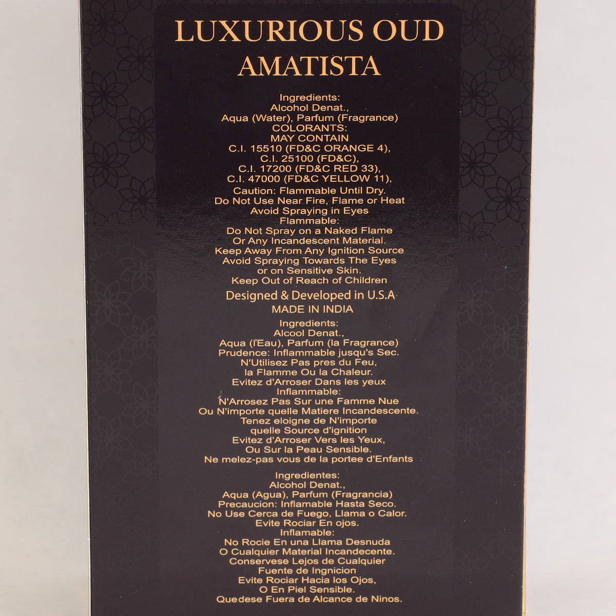 Luxurious Oud Amatista Spray Perfume Eau De Parfum For Women - 100ML/3.4FL.OZ.