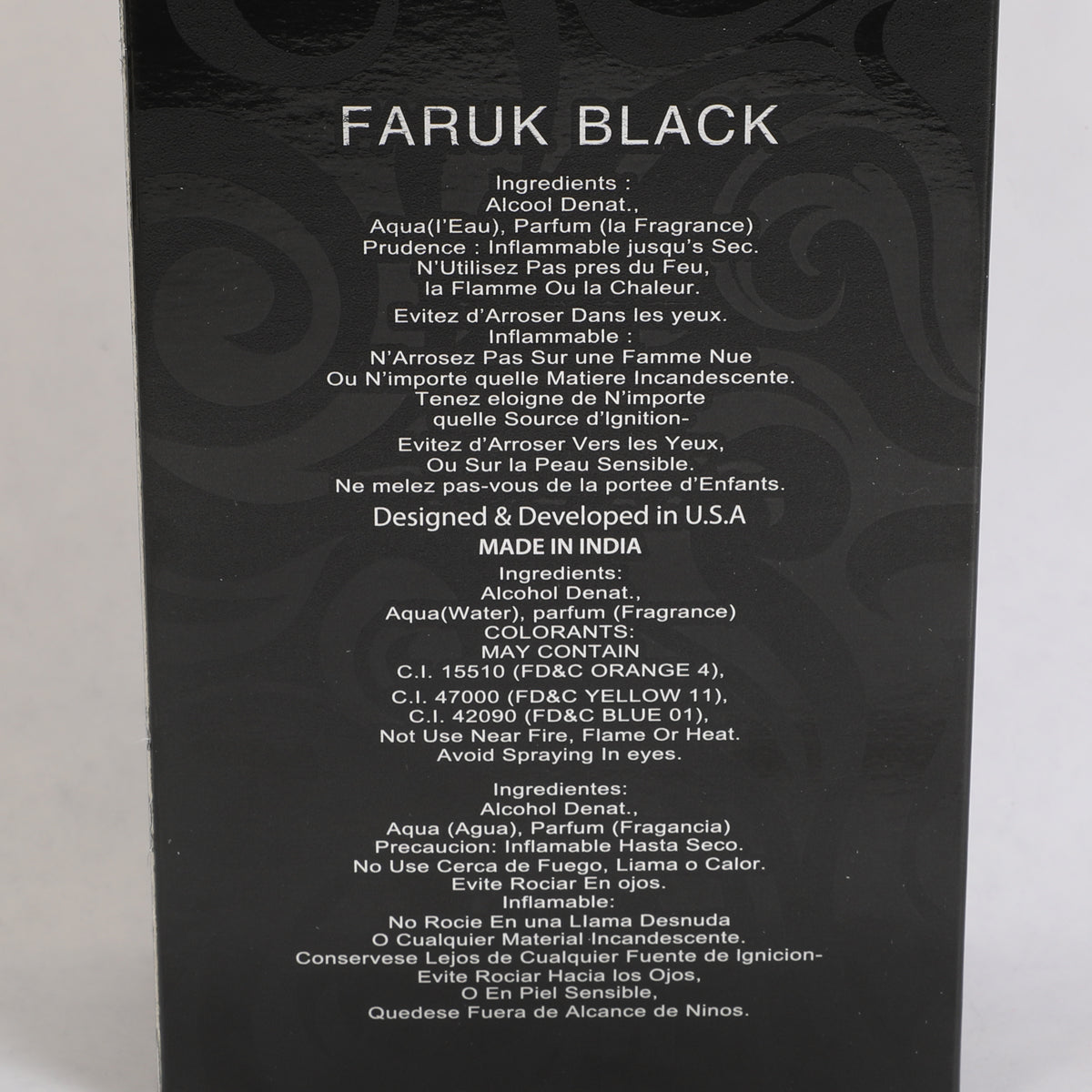 Faruk Black Spray Perfume Eau De Parfum For Men - 100ML/3.4FL.OZ.