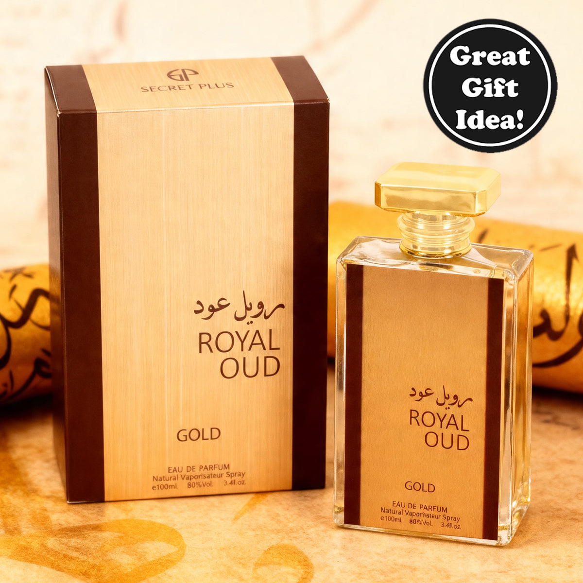 Royal Oud Gold Spray Perfume Eau De Parfum For Men And Women - 100ML/3.4FL.OZ.