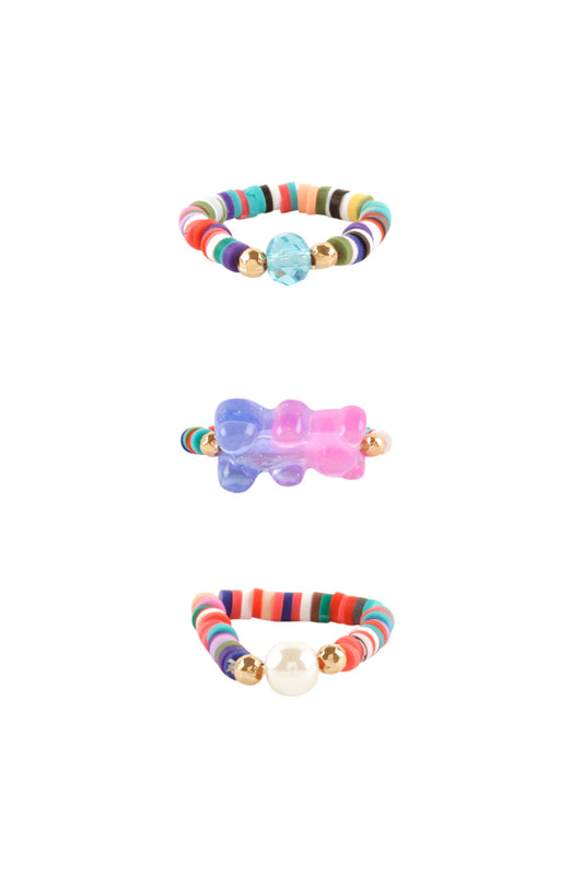Pearl Fimo Bear Multi Stackable Ring
