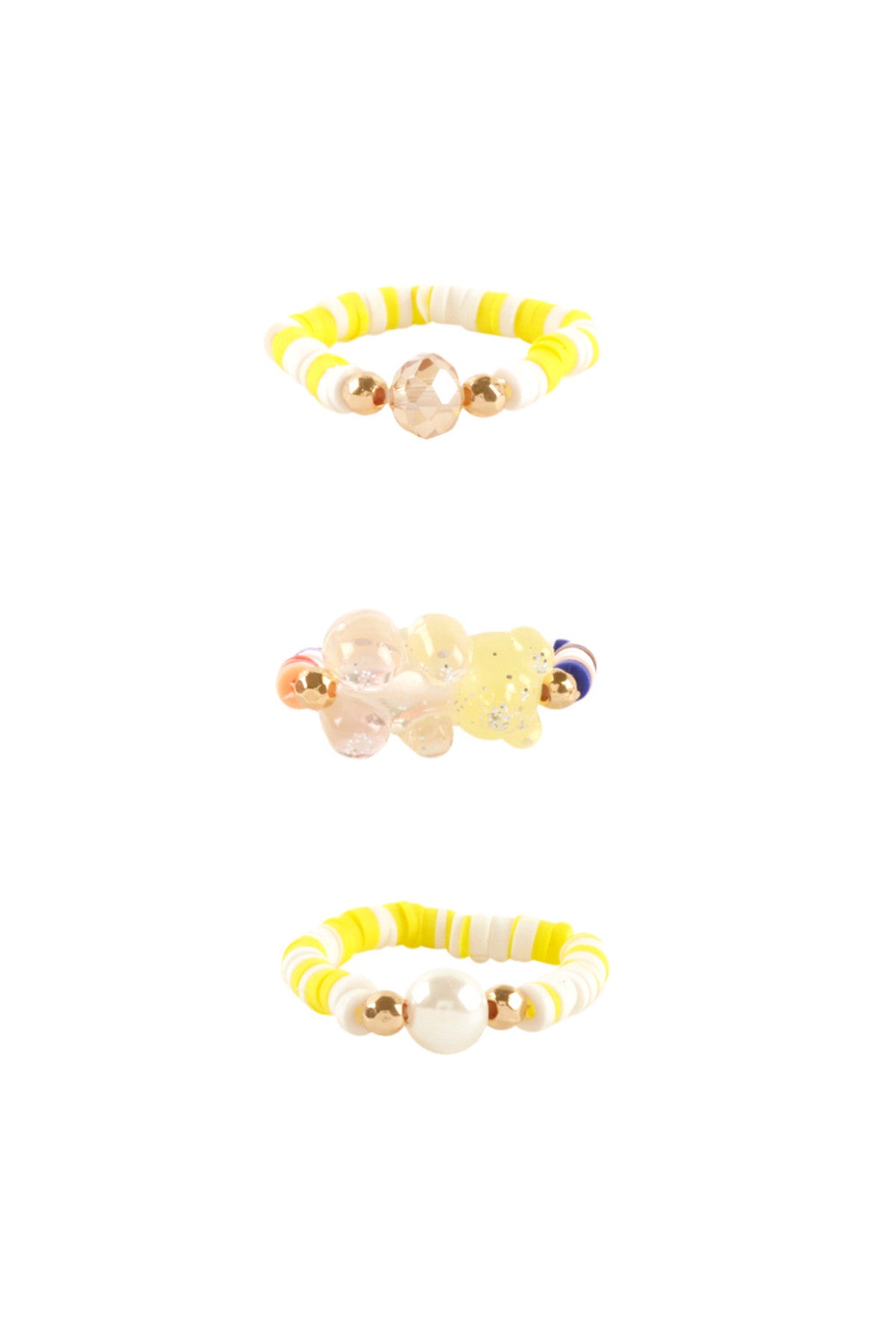 Pearl Fimo Bear Multi Stackable Ring