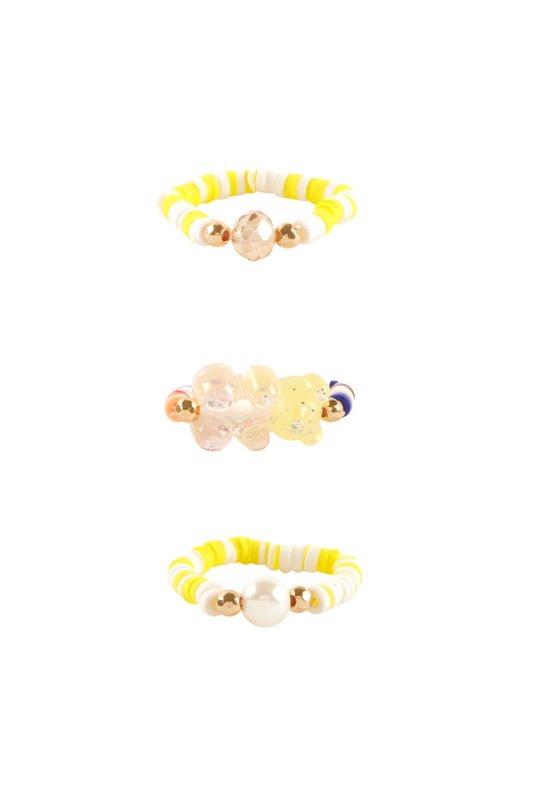 Pearl Fimo Bear Multi Stackable Ring