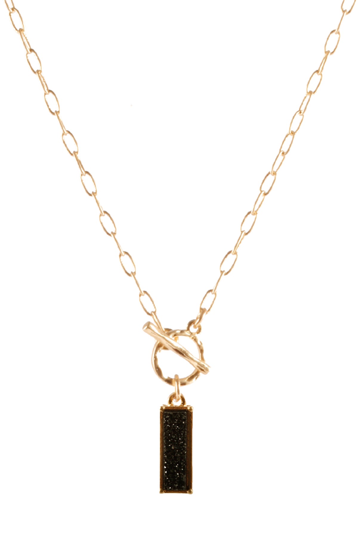 Druzy Link Bar Pendant Necklace