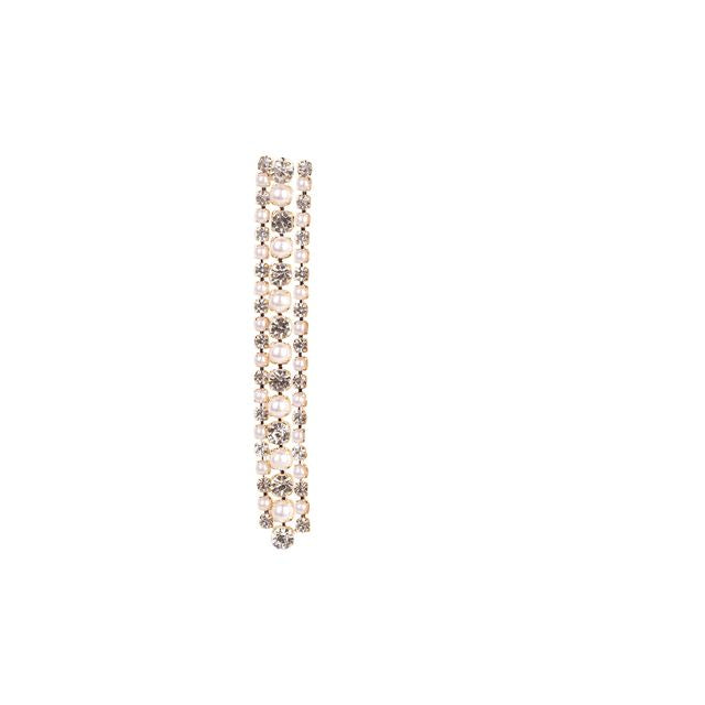 Rhinestone Pearl Line Drop Earrings