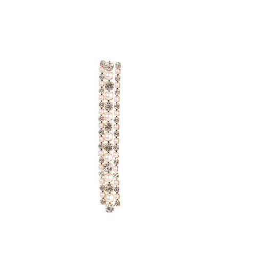 Rhinestone Pearl Line Drop Earrings