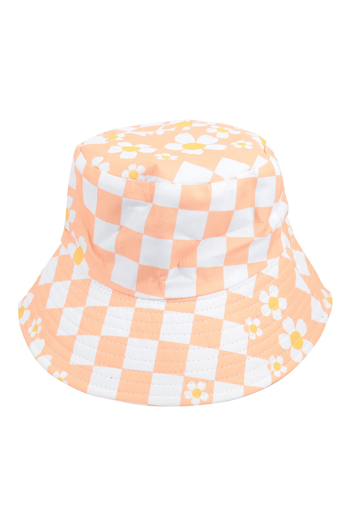 Check Flower Print Fashion Bucket Hat